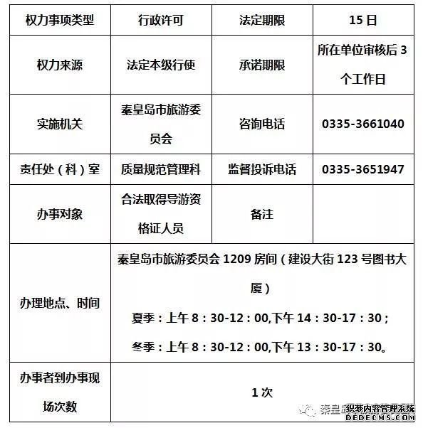 秦皇岛市旅游委员会“最多跑一次”事项公布！